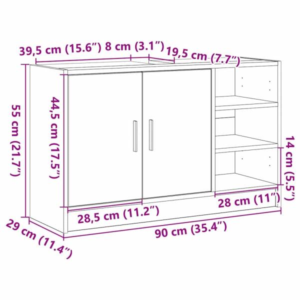 Badezimmerschrank Schwarz Eichen-Optik 90 x 29 x 55 cm