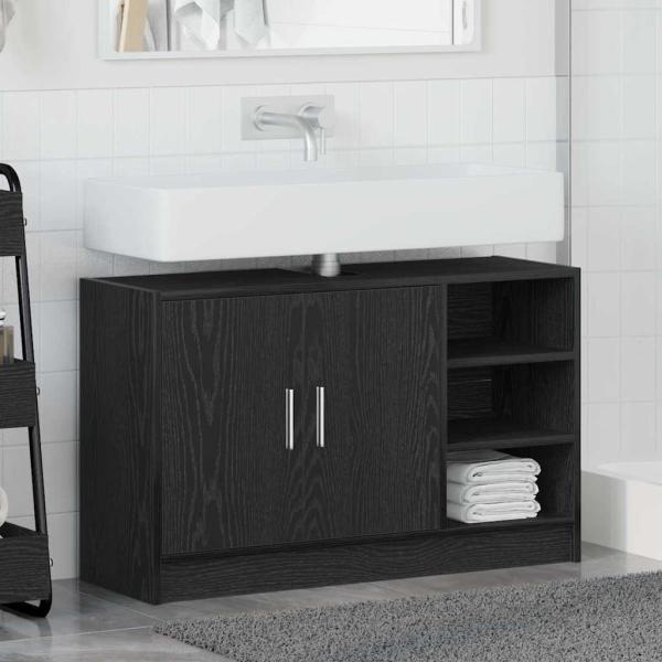 Spülenschrank Schwarz Eiche 90x29x55 cm Holzwerkstoff