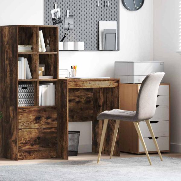 ARDEBO.de - Schreibtisch Geräucherter Eiche Engineered Wood 60 x 50 x 76 cm
