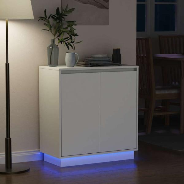 LED Sideboard in Weiß - 71x34.5x75 cm, Hergestellt aus Holzwerkstoff
