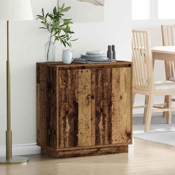 ARDEBO.de - Sideboard mit LED aus Altholz 71x34,5x75 cm Holzwerkstoff