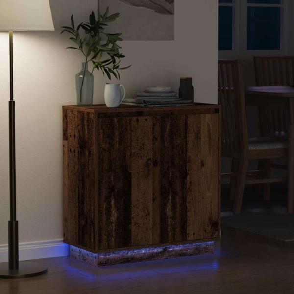 Sideboard mit LED aus Altholz 71x34,5x75 cm Holzwerkstoff