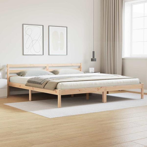 ARDEBO.de - Bettgestell mit Kopfteil 200x220 cm Massivholz Kiefer