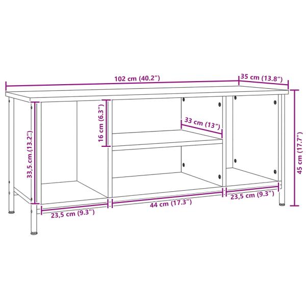 Entertainment Centre Altes Holz Spanplatte, Metall 102 x 35 x 45 cm