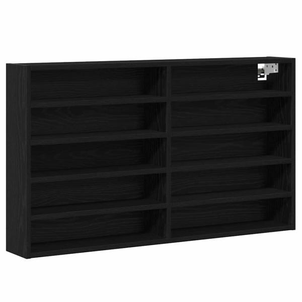 Vitrine Schrank Schwarz Eiche 100x15x58 cm Holzwerkstoff