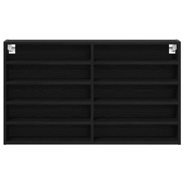 Vitrine Schrank Schwarz Eiche 100x15x58 cm Holzwerkstoff