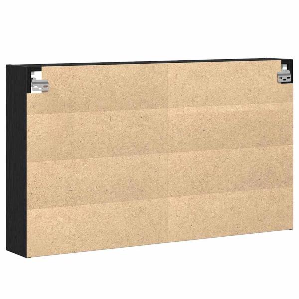 Vitrine Schrank Schwarz Eiche 100x15x58 cm Holzwerkstoff