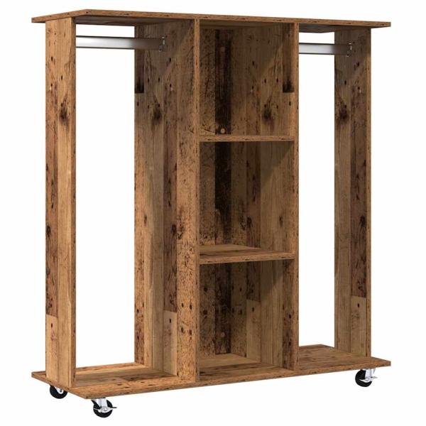 Kleiderschrank mit Rädern Altholz 102x38x110 cm Ingenieurholz