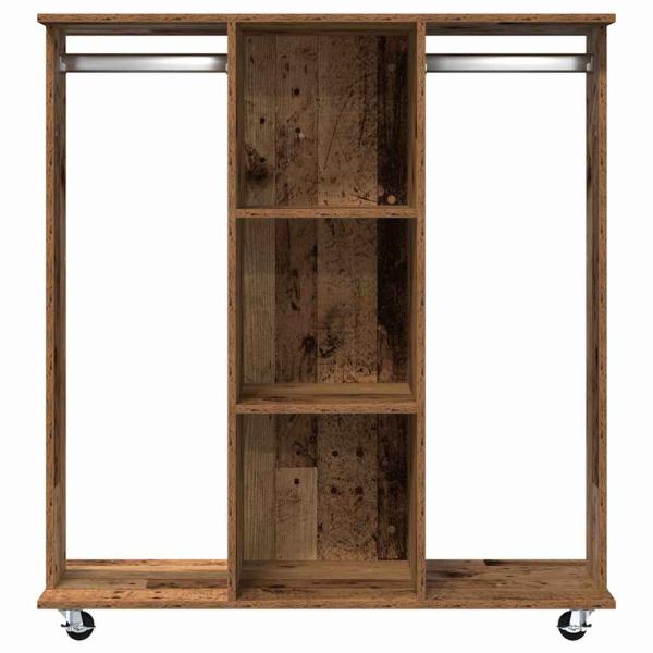 Kleiderschrank mit Rädern Altholz 102x38x110 cm Ingenieurholz