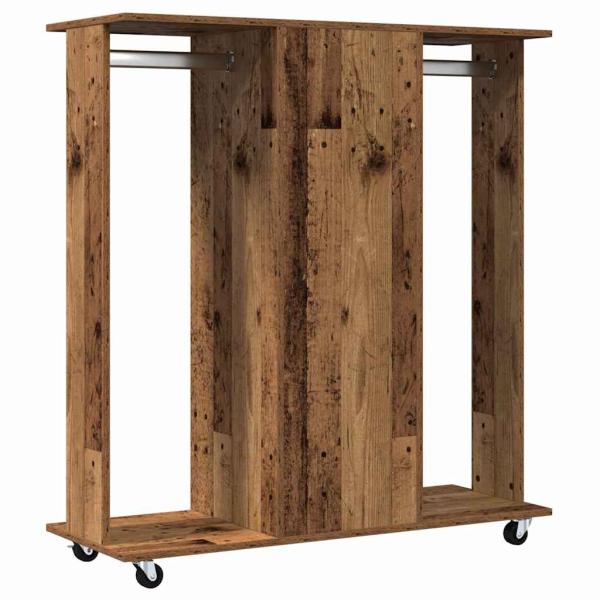 Kleiderschrank mit Rädern Altholz 102x38x110 cm Ingenieurholz