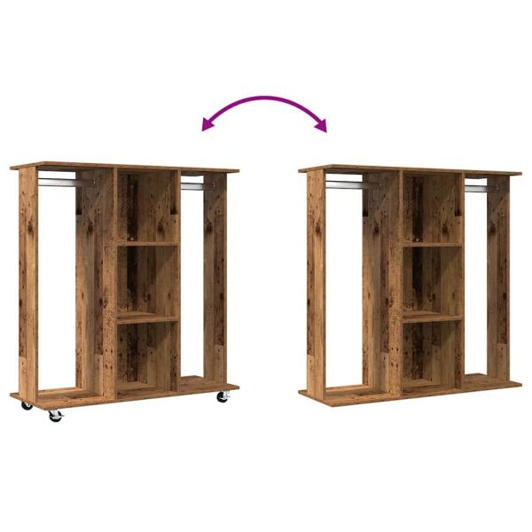 Kleiderschrank mit Rädern Altholz 102x38x110 cm Ingenieurholz