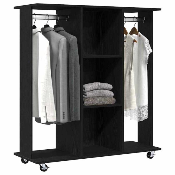 Kleiderschrank mit Rollen Schwarz Eiche 102x38x110 cm aus Holzwerkstoff