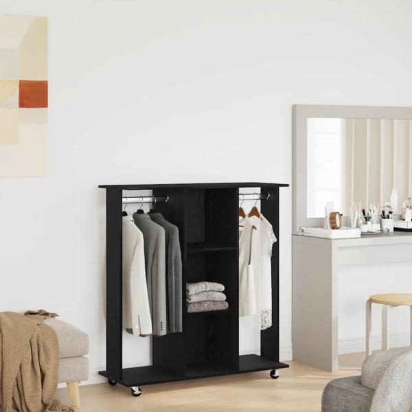 Kleiderschrank mit Rollen Schwarz Eiche 102x38x110 cm aus Holzwerkstoff