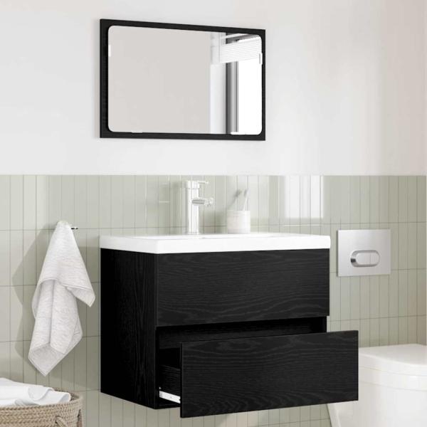 ARDEBO.de - 2-teiliges Badezimmermöbel Set Schwarze Eiche Holzwerkstoff