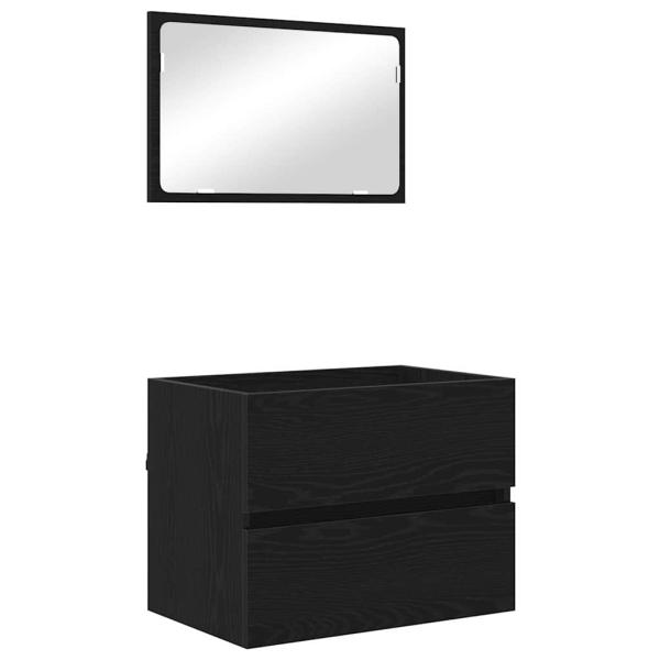 2-teiliges Badezimmermöbel Set Schwarze Eiche Holzwerkstoff