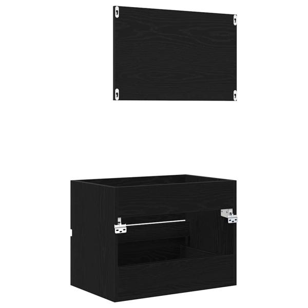 2-teiliges Badezimmermöbel Set Schwarze Eiche Holzwerkstoff