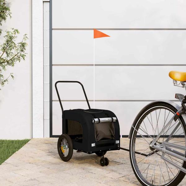 ARDEBO.de - schwarzer Haustierkinderwagen Schwarz Metall, Stoff
