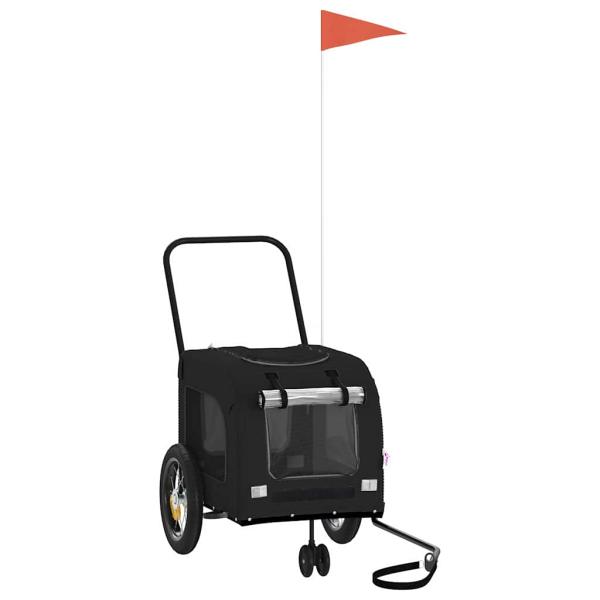 schwarzer Haustierkinderwagen Schwarz Metall, Stoff