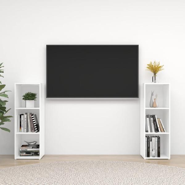 ARDEBO.de - TV-Schränke 2 Stk. Weiß 107x35x37 cm Holzwerkstoff