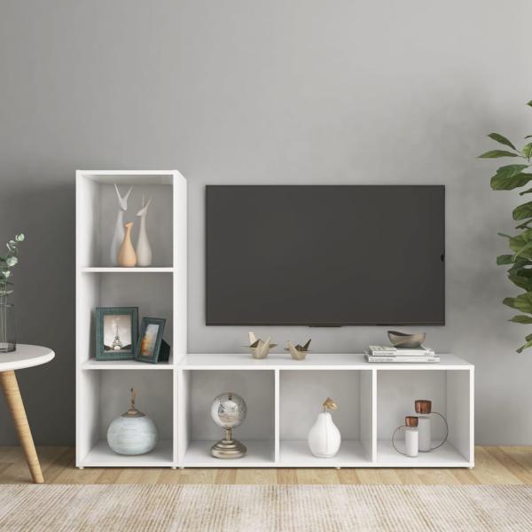 ARDEBO.de - TV-Schränke 2 Stk. Weiß 107x35x37 cm Holzwerkstoff