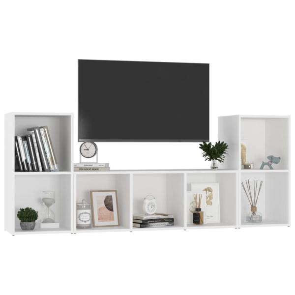 3-tlg. TV-Schrank-Set Weiß Holzwerkstoff