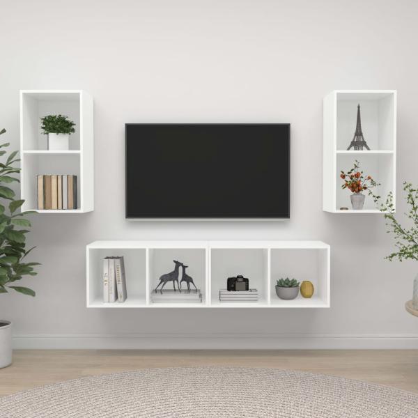 ARDEBO.de - TV-Wandschränke 4 Stk. Weiß Holzwerkstoff