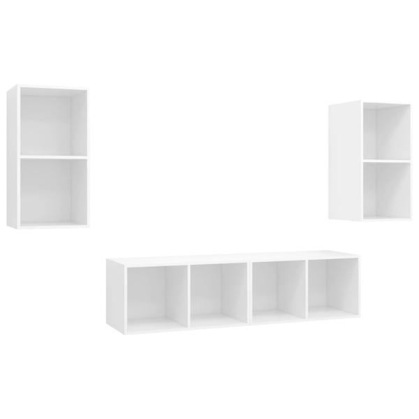 TV-Wandschränke 4 Stk. Weiß Holzwerkstoff