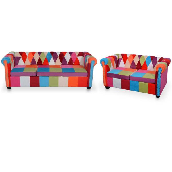 ARDEBO.de - 2-tlg. Chesterfield-Sofa-Set Stoff