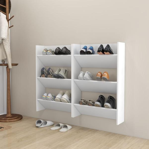 ARDEBO.de - Wand-Schuhschränke 2 Stk. Weiß 60x18x90 cm Holzwerkstoff