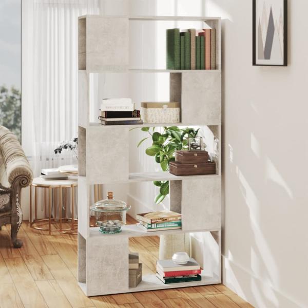 ARDEBO.de - Bücherregal Raumteiler Betongrau 80x24x155 cm Holzwerkstoff