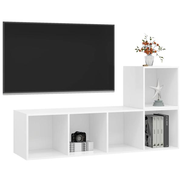 2-tlg. TV-Schrank-Set Weiß Holzwerkstoff