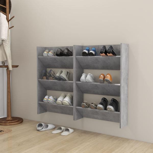 ARDEBO.de - Wand-Schuhschränke 2 Stk. Betongrau 60x18x90 cm Holzwerkstoff
