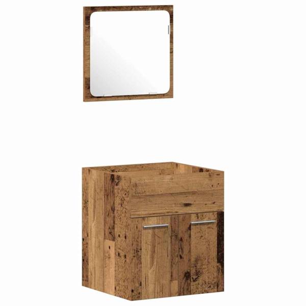 4-teiliges Badezimmermöbel-Set Altes Holz Verbundholz