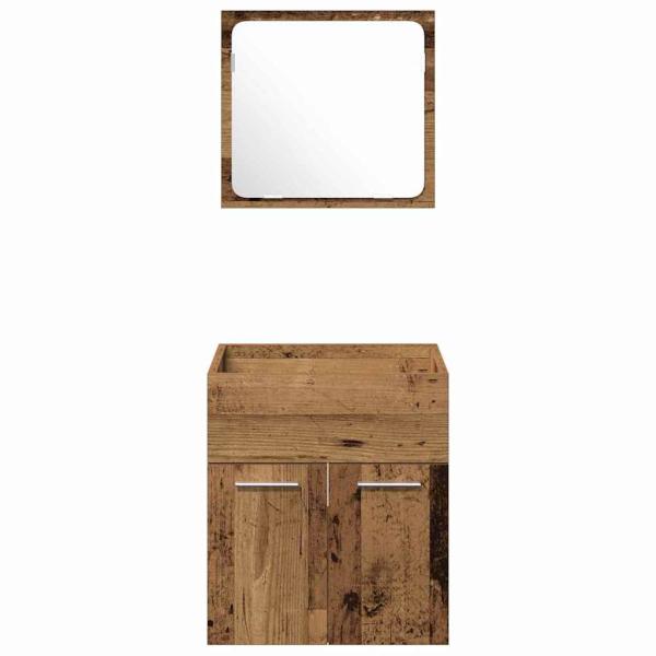 4-teiliges Badezimmermöbel-Set Altes Holz Verbundholz
