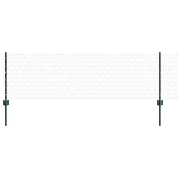 Zaunpfosten 5 Stk U-Profil Grün 120 cm Stahl, Sechseckiger Zaun Grün 0.6x10 m Stahl