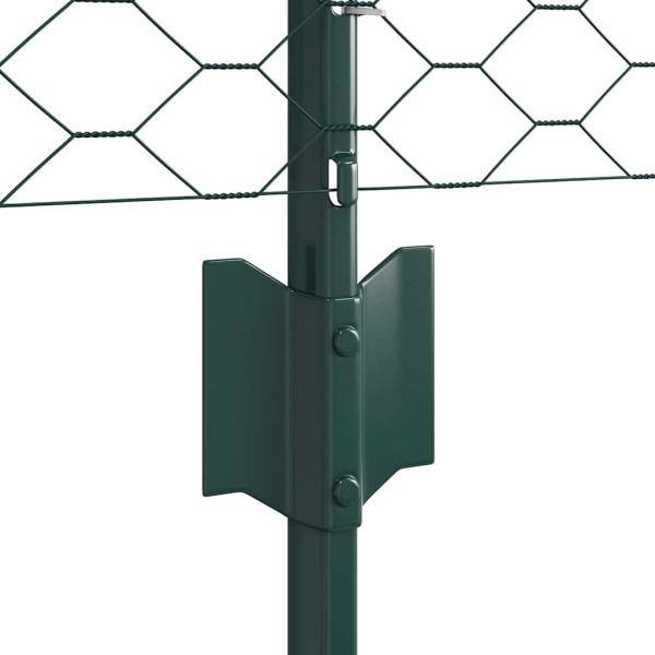 Zaunpfosten 5 Stk U-Profil Grün 120 cm Stahl, Sechseckiger Zaun Grün 0.6x10 m Stahl