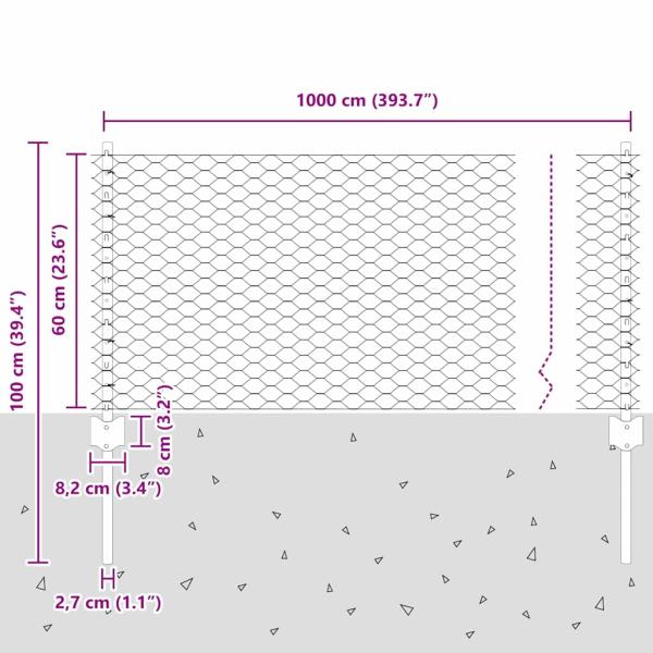 Zaunpfosten 5 Stk U-Profil Grün 120 cm Stahl, Sechseckiger Zaun Grün 0.6x10 m Stahl