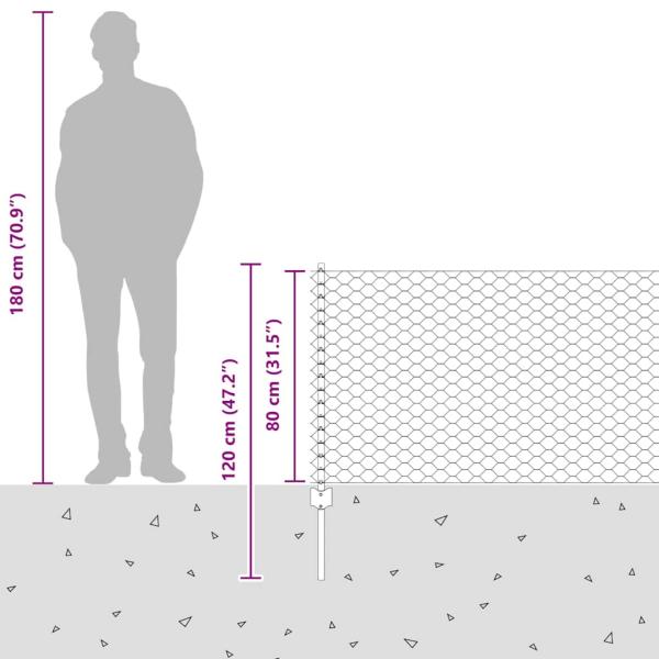 Zaunpfosten 11 Stk U-Profil 80 cm Verzinkter Stahl, Sechseckzaun 0,8x50 m Verzinkter Stahl