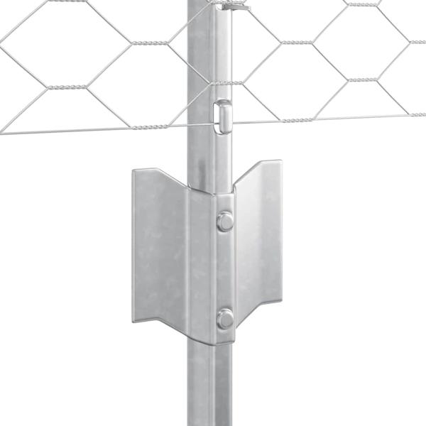 Zaunpfosten 11 Stk U-Profil 80 cm Verzinkter Stahl, Sechseckzaun 0,8x50 m Verzinkter Stahl