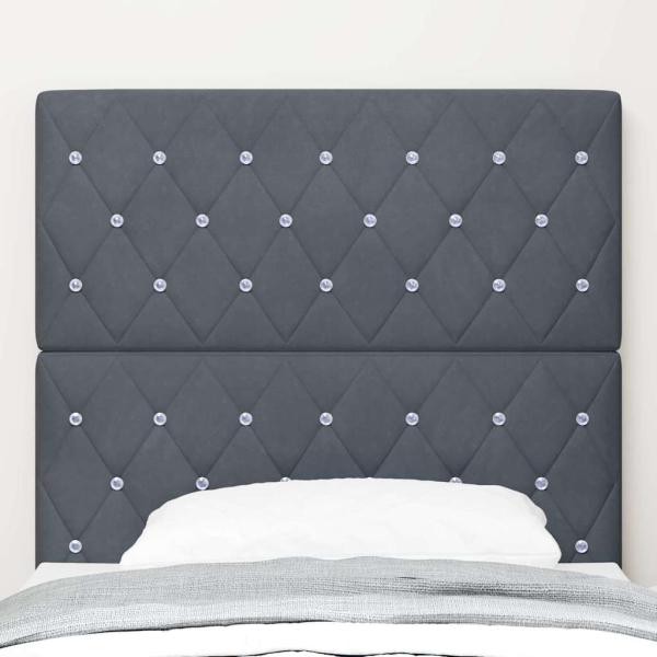 Kopfteil Kristallknopf Gesteppt Dunkelgrau 90 cm Velours, Kopfteil Kristallknopf Gesteppt Dunkelgrau 180 cm Velours