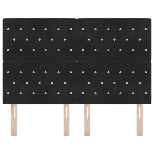 Kopfteil Kristallknopf Gepolstert Schwarz 160 cm Velours