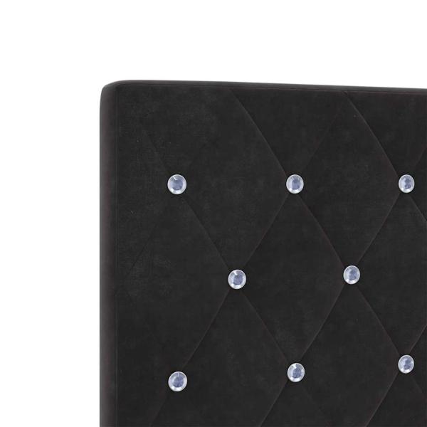 Kopfteil Kristallknopf Gepolstert Schwarz 160 cm Velours