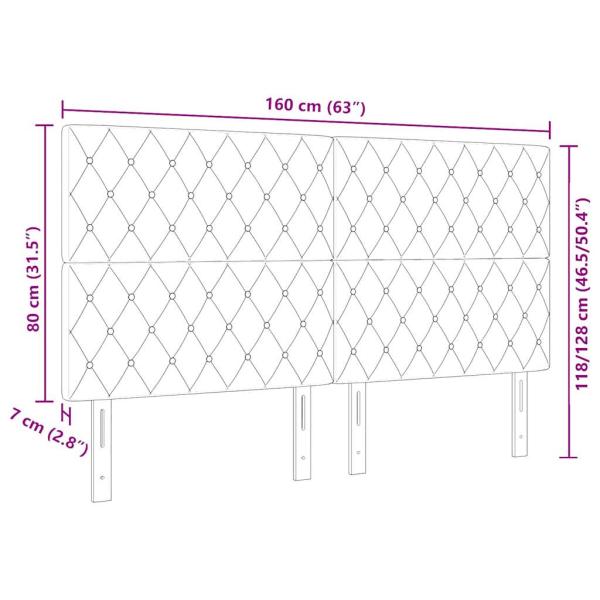 Kopfteil Kristallknopf Gepolstert Schwarz 160 cm Velours