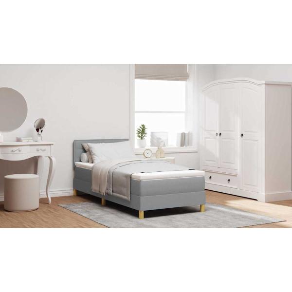 Boxspringbett mit Matratze Hellgrau 80x200 cm Stoff