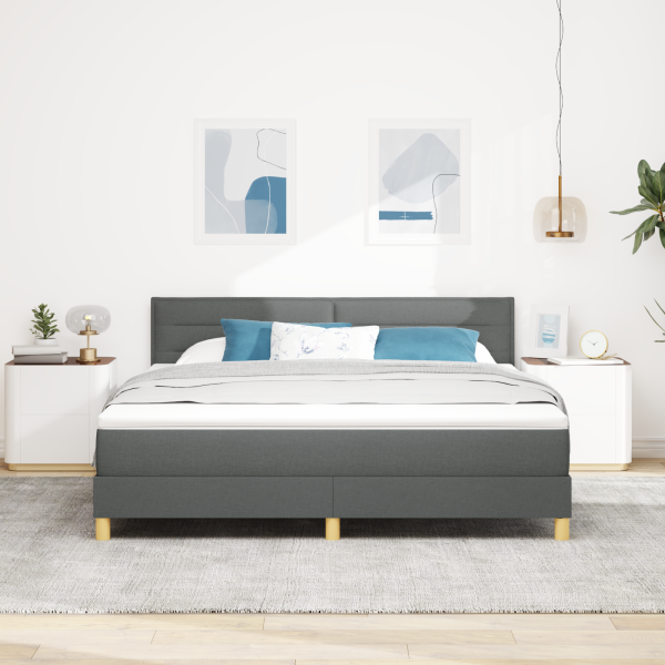 Boxspringbett mit Matratze Dunkelgrau 180x200 cm Stoff