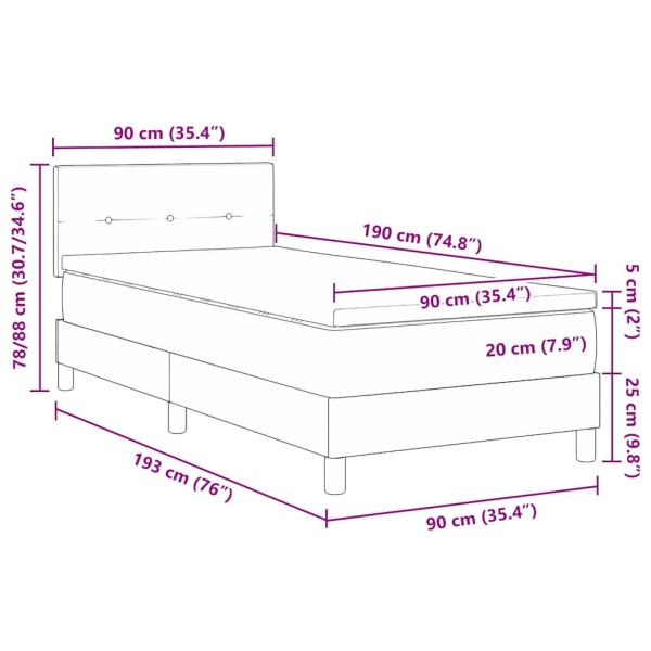 Boxspringbett mit Matratze Dunkelgrau 90x190 cm Stoff