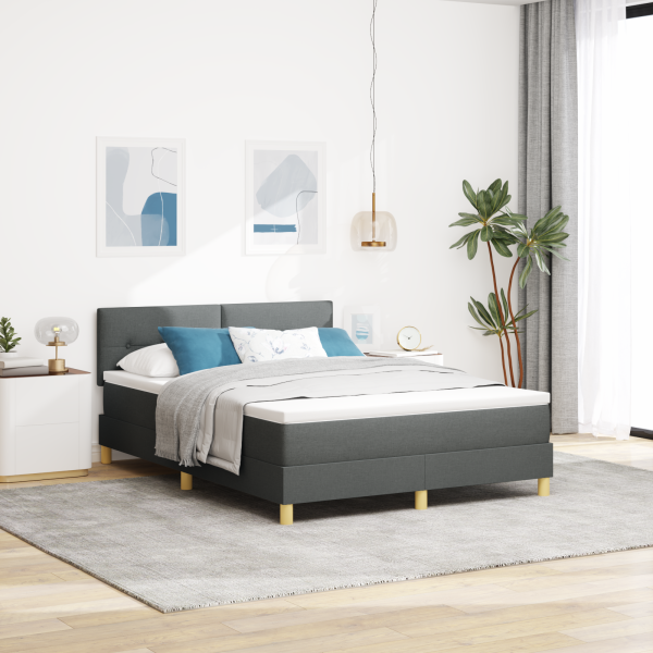 Boxspringbett mit Matratze Dunkelgrau 140x190 cm Stoff