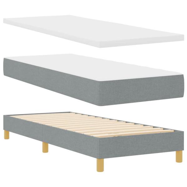 Boxspringbett mit Matratze Hellgrau 80x200 cm Stoff
