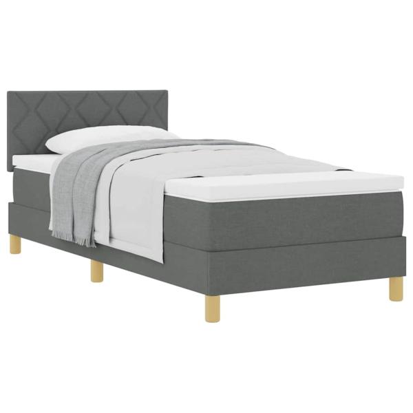 Boxspringbett mit Matratze Dunkelgrau 90x190 cm Stoff