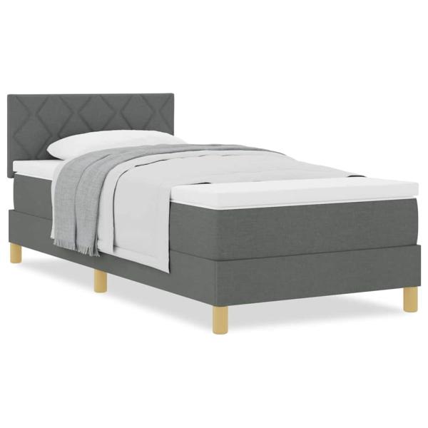 Boxspringbett mit Matratze Dunkelgrau 90x190 cm Stoff
